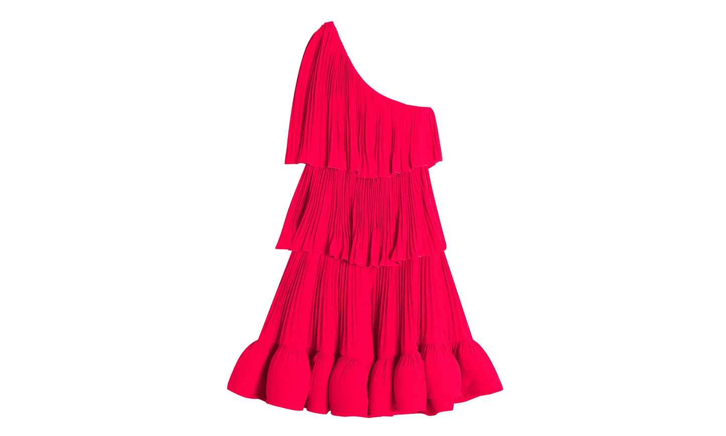 ASYMMETRIC LAYERED SHORT DRESS "Red" RW DR0024 4778 A23 594