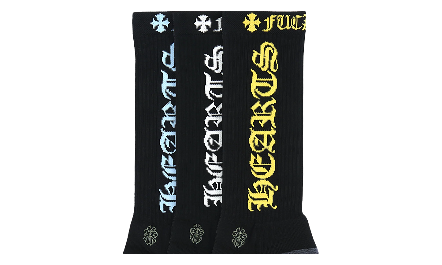 Fuck You Logo Socks (3 Pack) "Black / Multi" CHRM0905