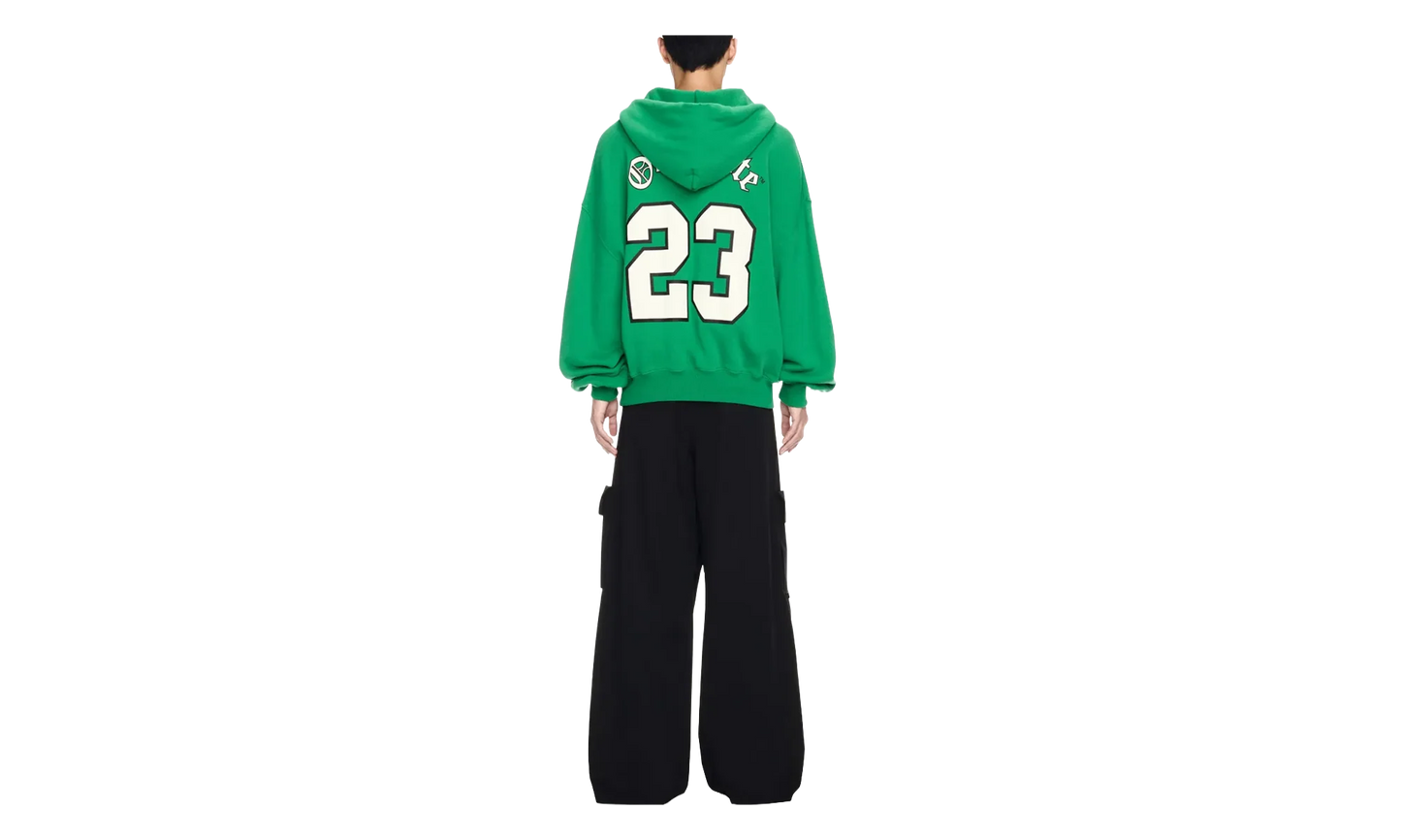 Varsity Print Cotton Hoodie "College Green" OMBB118S24FLE0055561