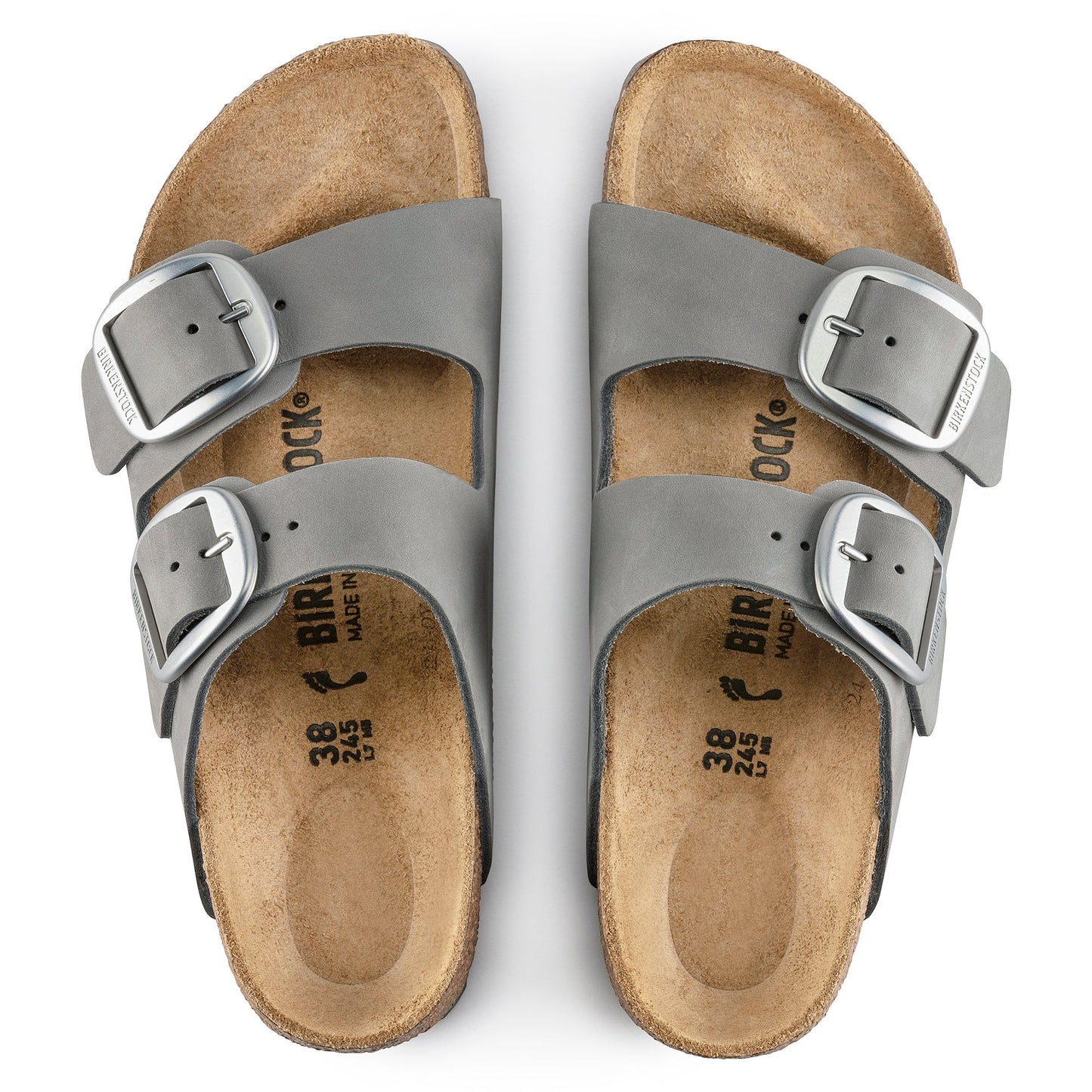 Arizona Big Buckle Nubuck Leather in Dove Gray