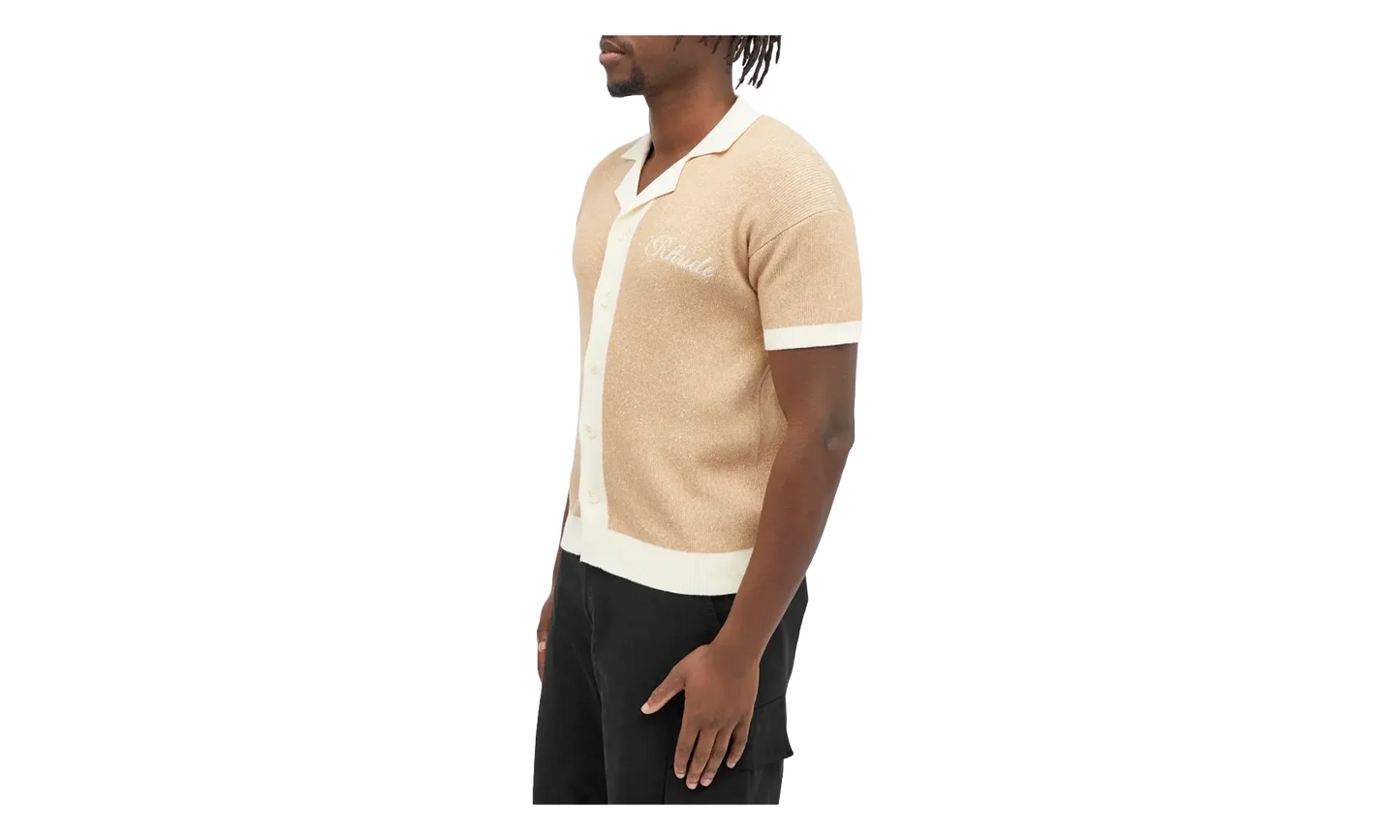 Contrast Knit Button-Up Polo "Brown" RHPS24PO02973143