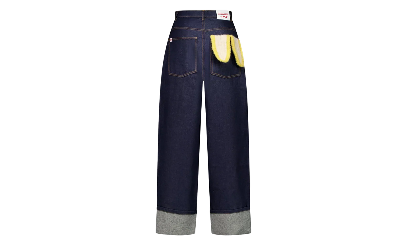 Navy Knitted Pocket Loose Fit Jeans "Blue" 52040201