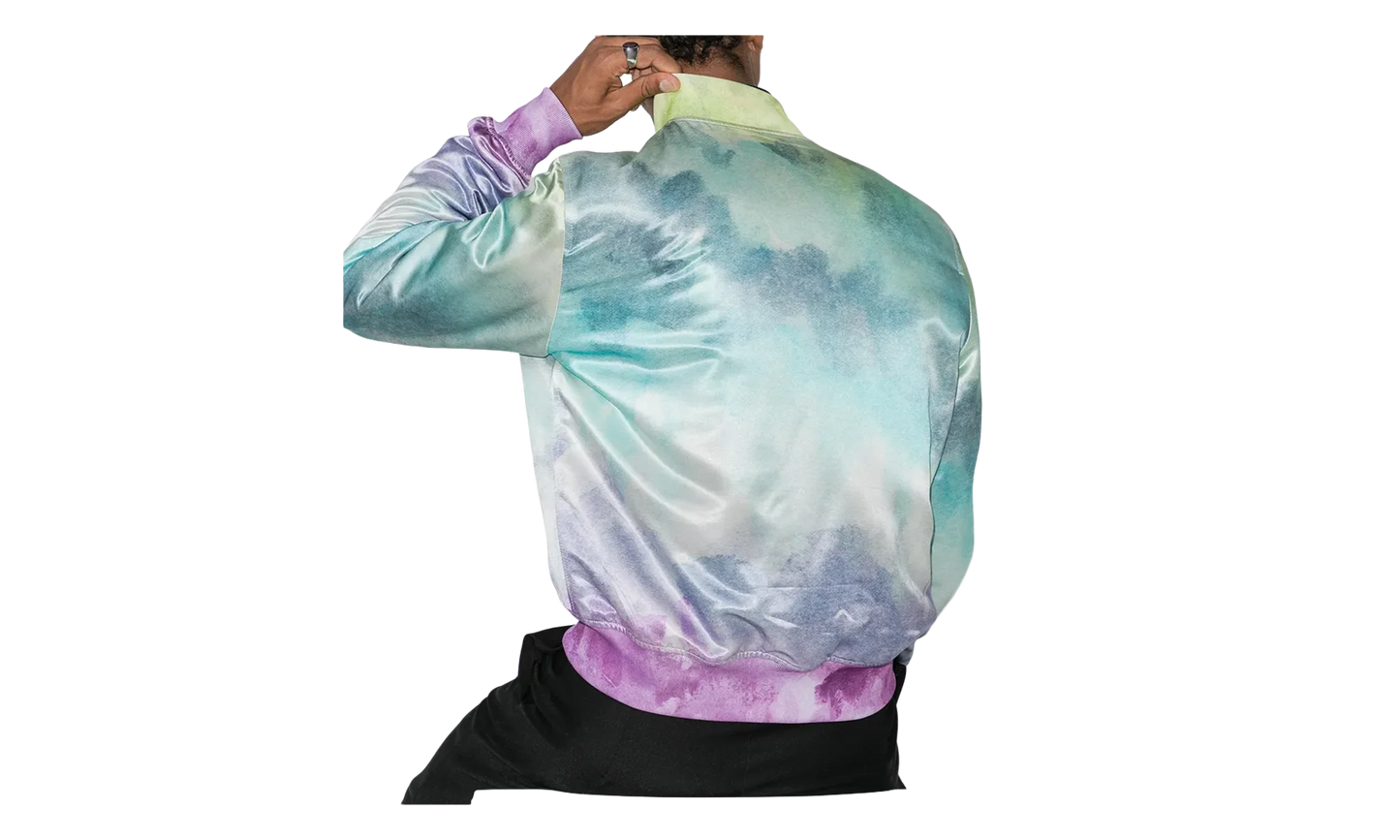 Watercolor Print Silk Bomber Jacket "Multicolor" F0M04179VS MUL