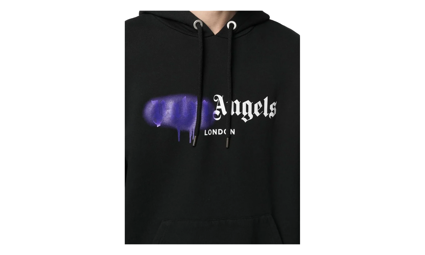 London Sprayed Hoodie "Black / Purple" PMBB003C99FLE0021037