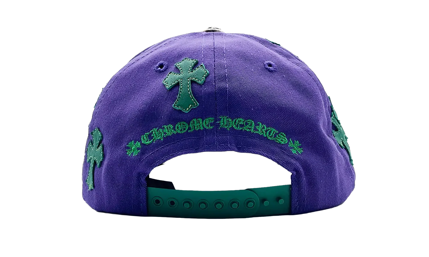 Embroidered Leather Cross Patch Baseball Hat "Purple / Green" CHRM0753