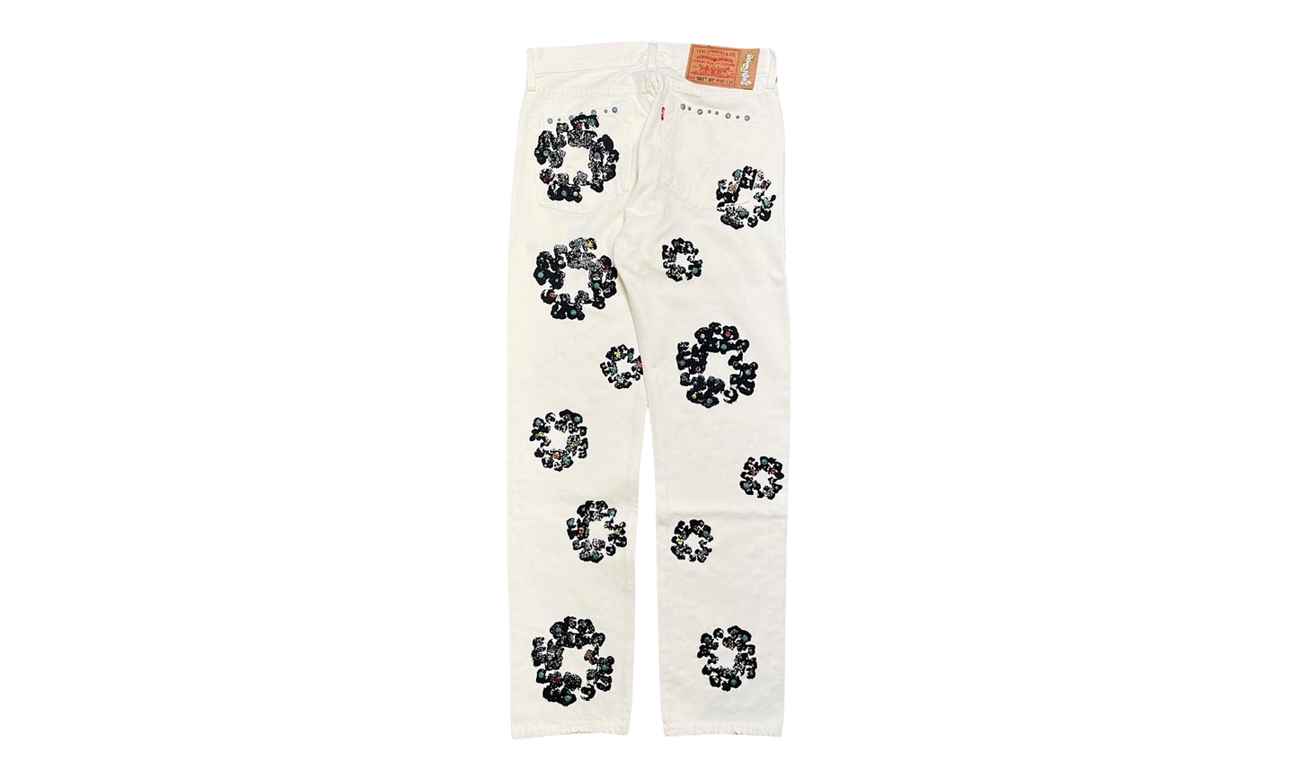 Levi's 501 Rhinestone Cotton Wreath Logo Jeans "White" DT377