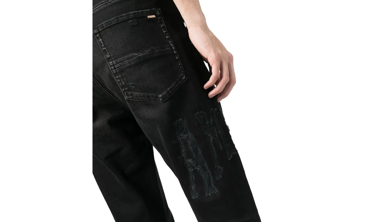 Distressed Logo Jeans "Aged Black" PS23MDS007 023