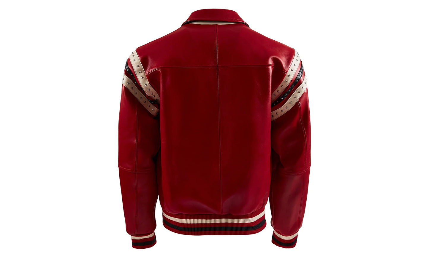 Encrusted Varsity Jacket "Red / Ivory" PP012