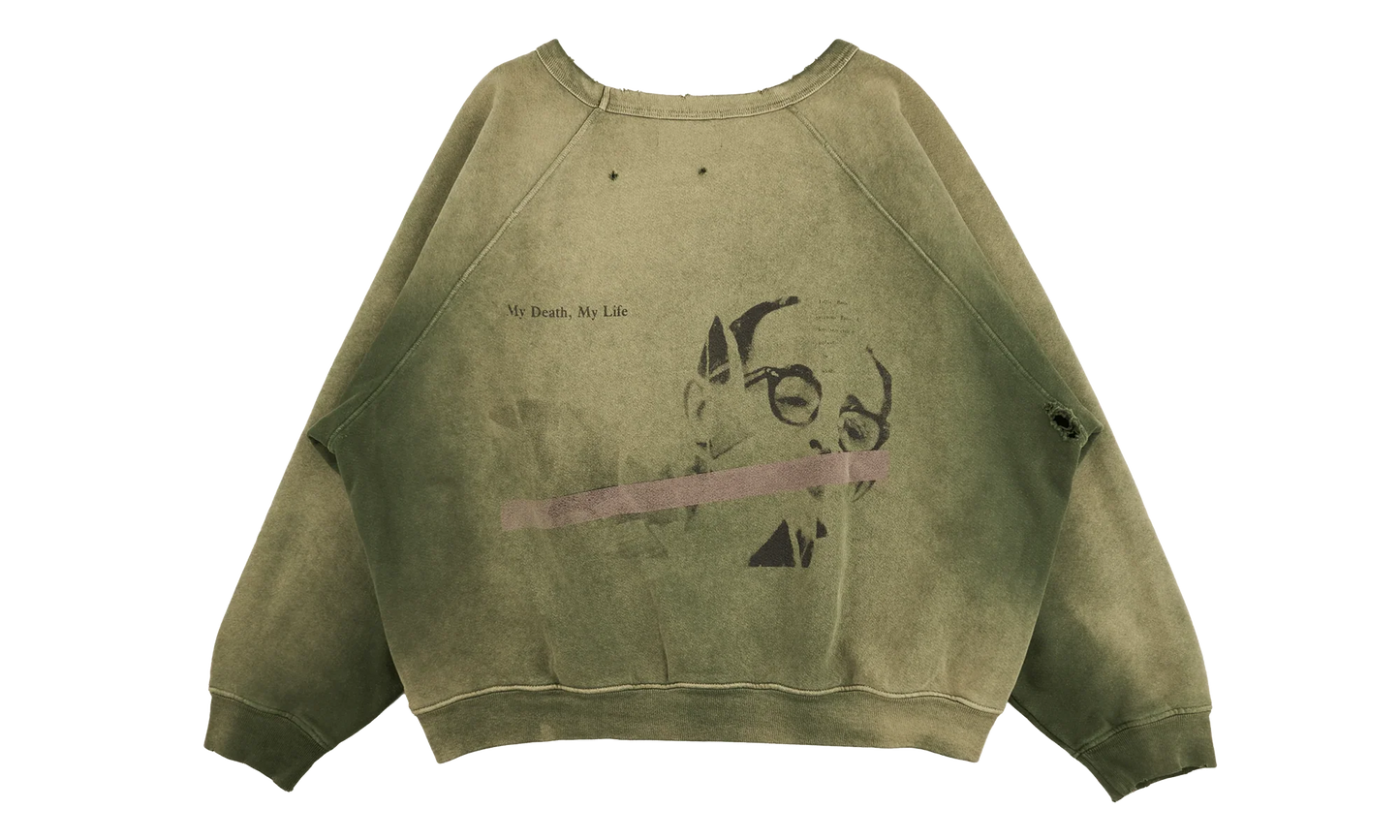 My Death My Life Logo Raglan Crewneck Sweatshirt "Gardener Green" 020 497 GARD
