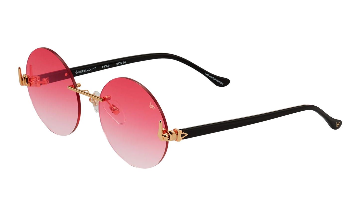 508 Rimless Drill Mount F.U. Edition 24KT "Yellow Gold / Black / Fire Red Gradient" DMMF2 0008 16T6