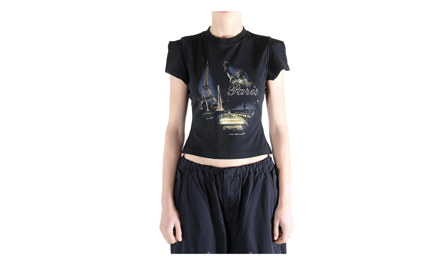 Paris Tourist Front Sleeve Baby T-Shirt WMNS "Black" WE76TR554B BLAC