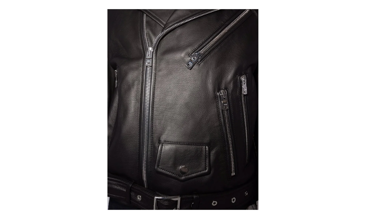 Leather Motorcycle Jacket "Black" MLJ033 001