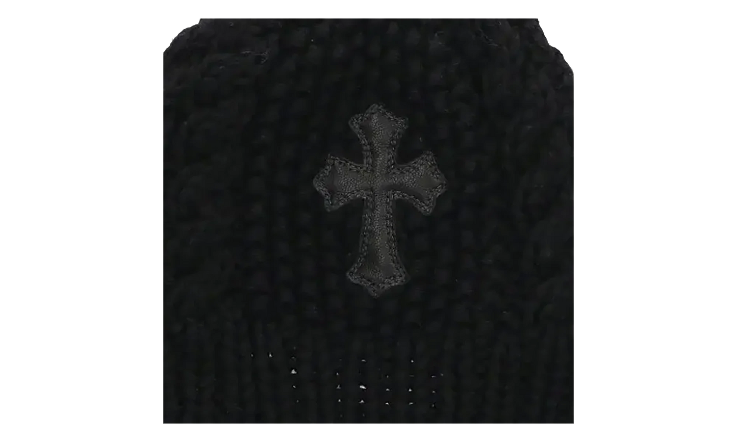 Leather Cross Patch Beanie "Black" CHRM0768