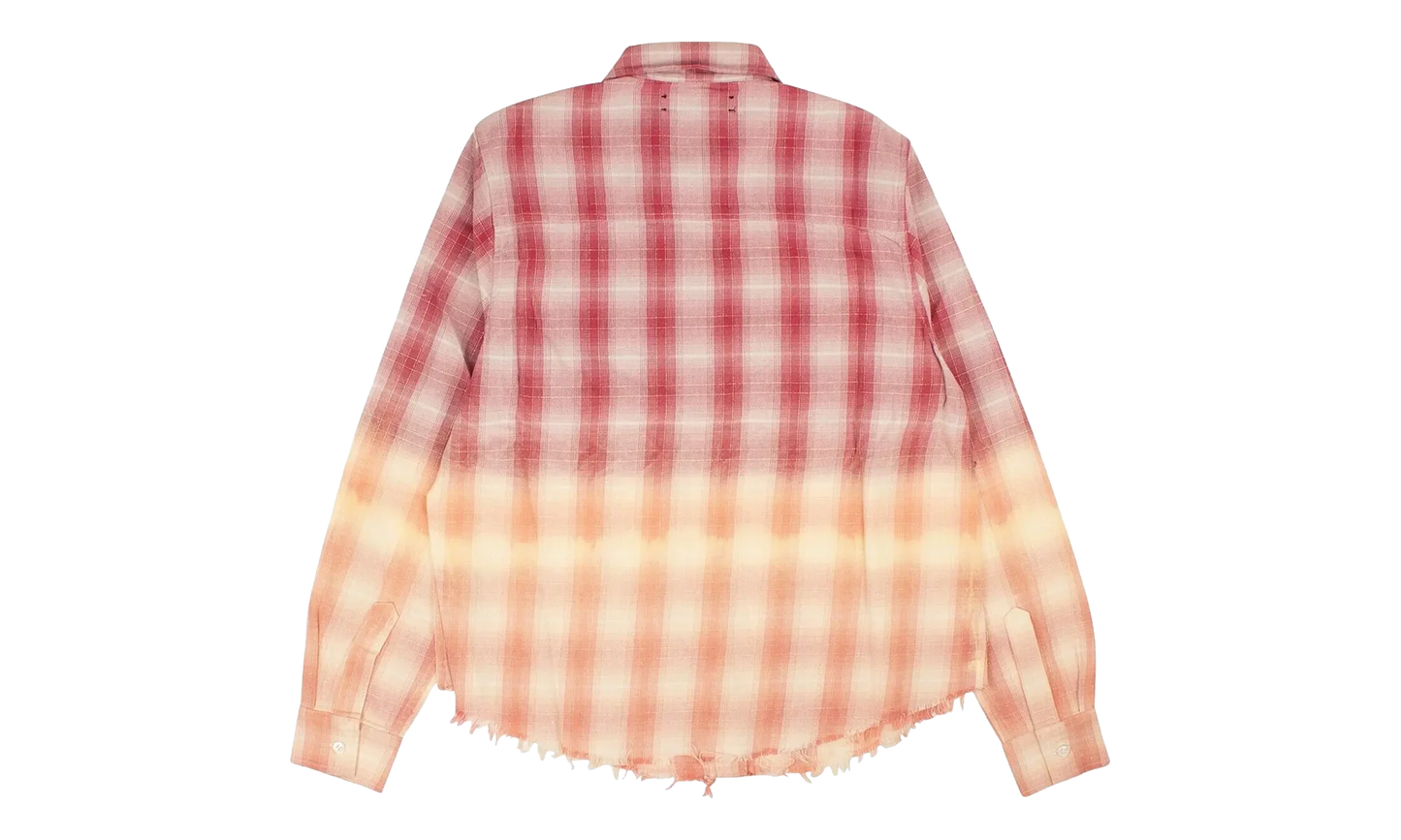 Ombre Lurex Plaid Raw Edge Shirt "Red" Y0W06449PD RED