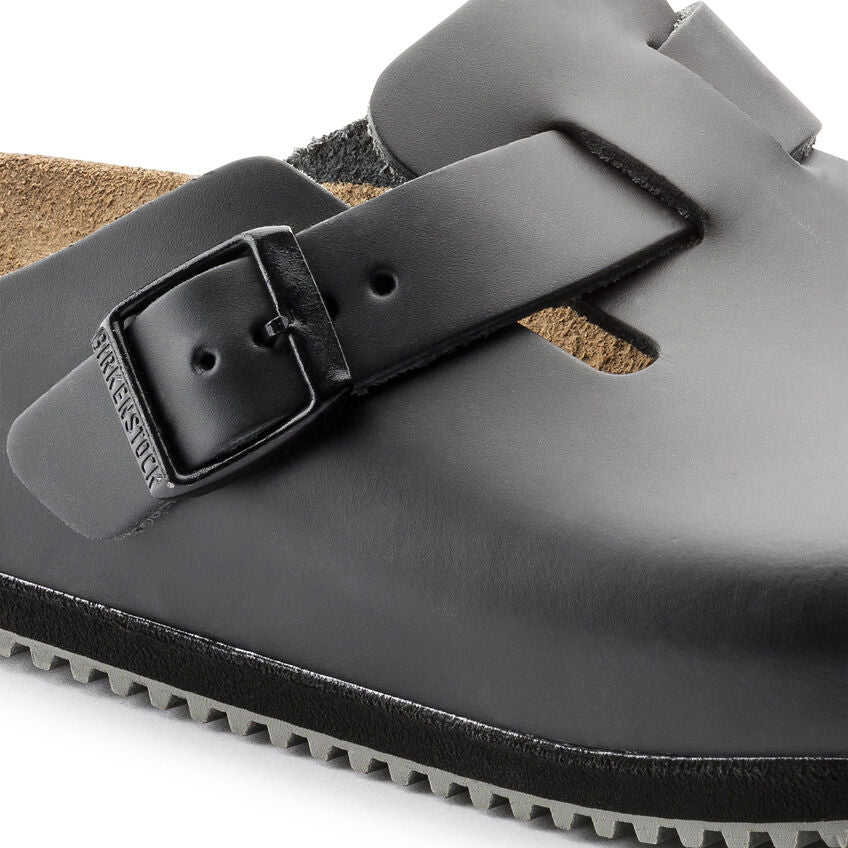 Boston Leather Super Grip Classic Footbed Clog in Black