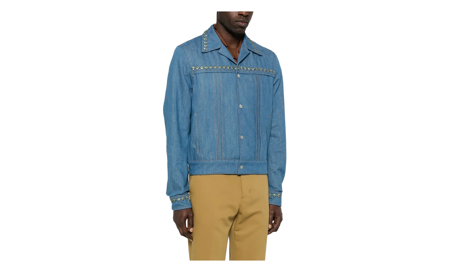 Crystal Pleated Cadet Jacket "Retro Indigo" AMDNJT1004 RETR