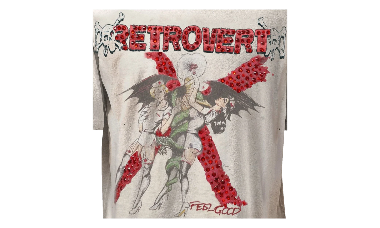 Red Nurse Rhinestone Tee "White" RET021