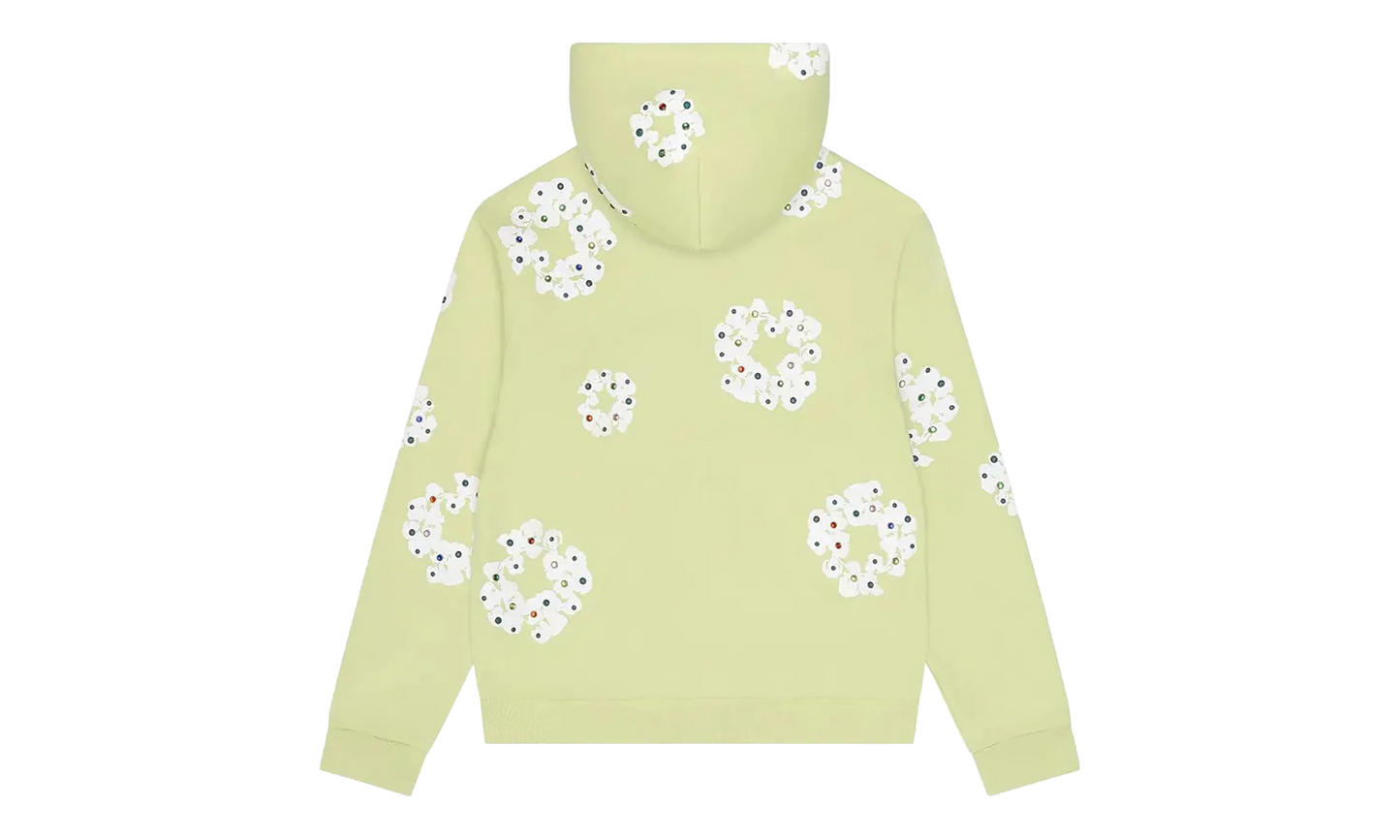 Rhinestone Cotton Wreath Zip Hoodie "Mint" DT517
