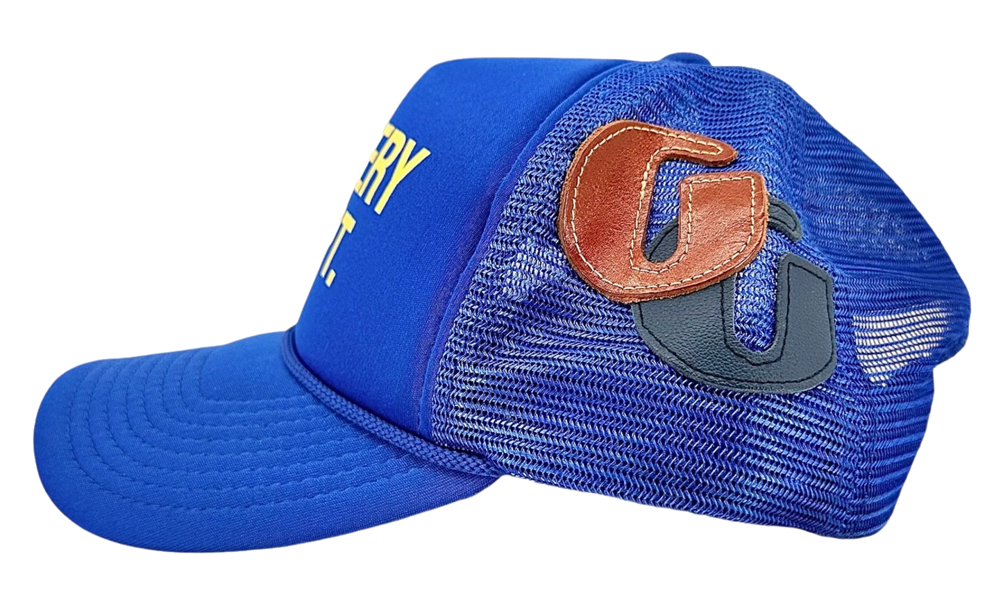 Logo Trucker Hat (4 G Patch Custom) "Blue Yellow" Qw