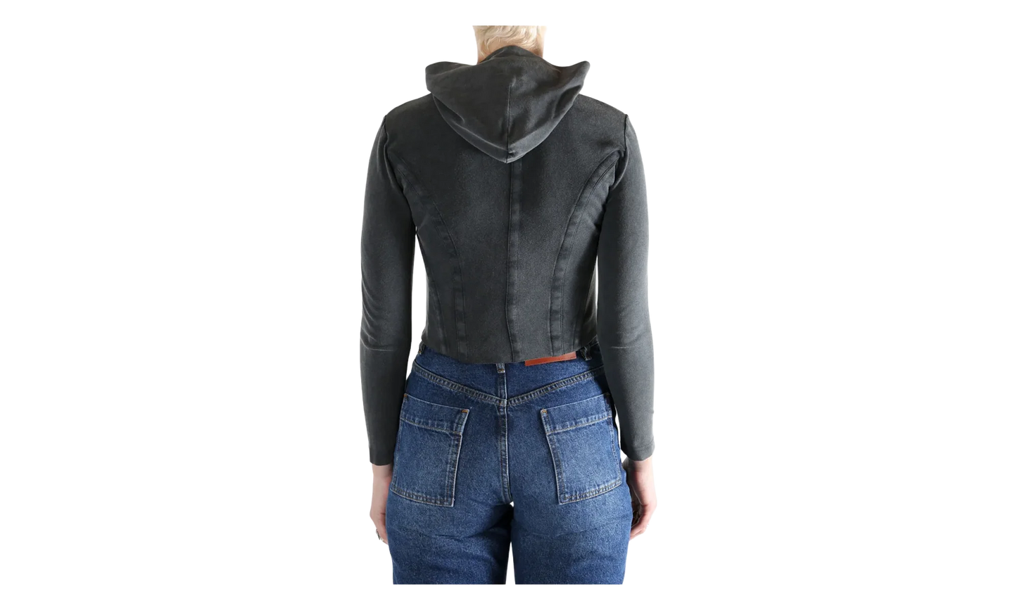 Corseted Zip-Up Hoodie WMNS "Washed Black" 850441 TTVF6 1055