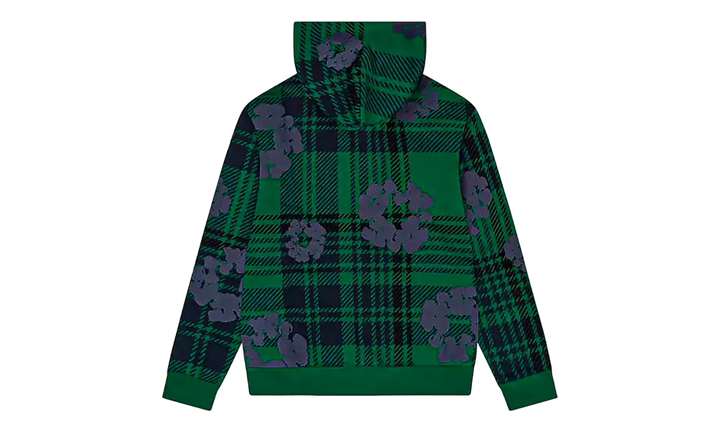 Plaid Cotton Wreath Zip Hoodie "Green" DT385