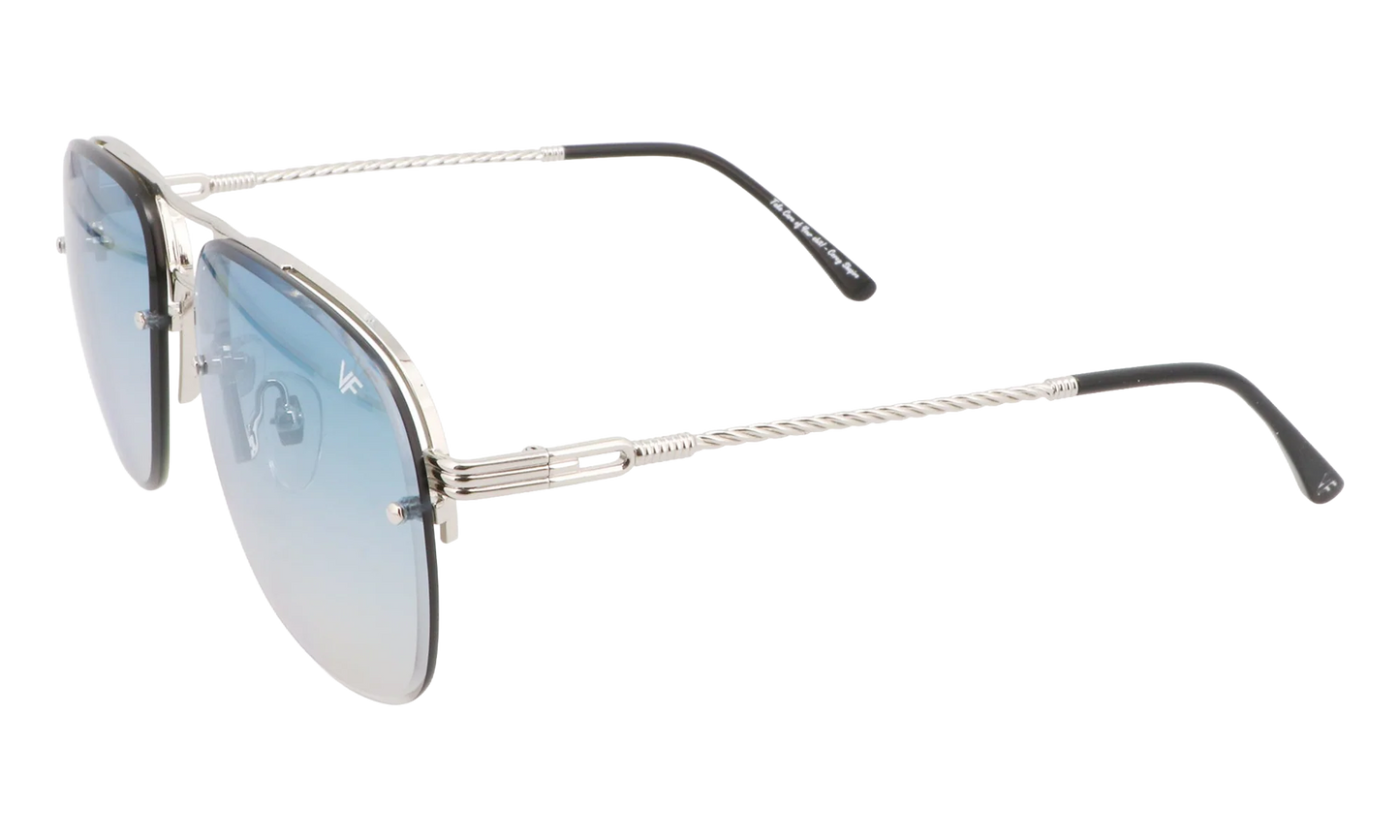 Snatch Bevel Rimless Drill Mount 18KT "White Gold / Pastel Blue Flash Silver" DMSN2 0005 48C5