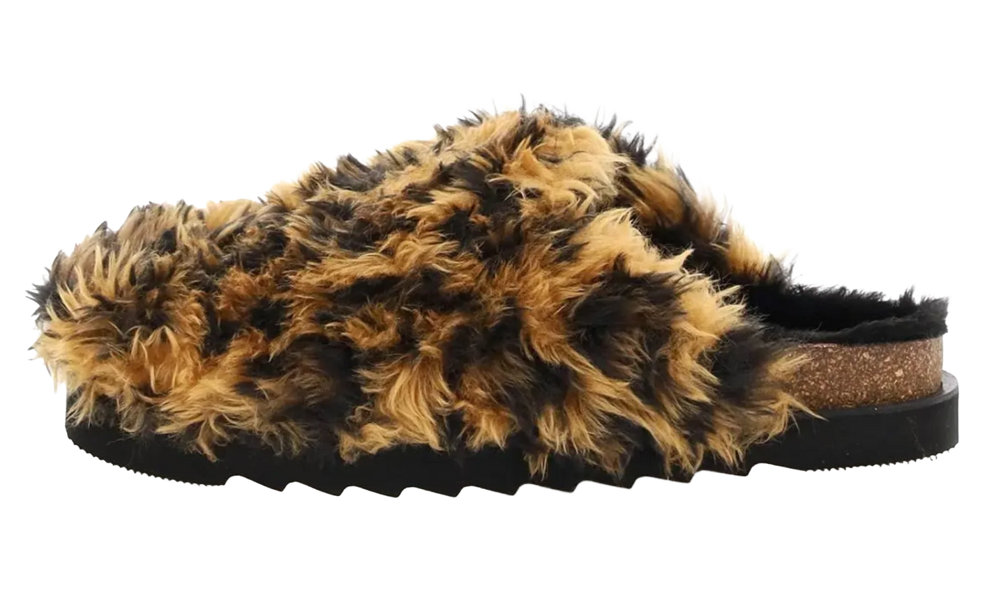 Fur Slip-On Mule "Orange/Black" PMIJ002F22FAB0026110