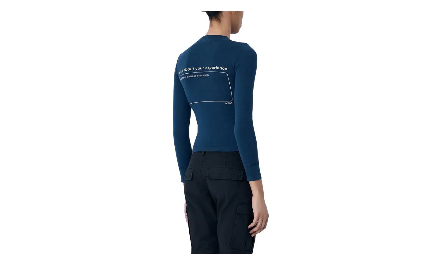 Long-Sleeve Fitted Crew Neck Top WMNS "Washed Navy" 856861 TTVL3 8806
