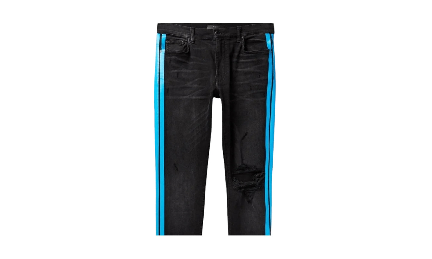 Broken Track Jeans "Aged Black Neon Blue" MBTRJ BKN ANB