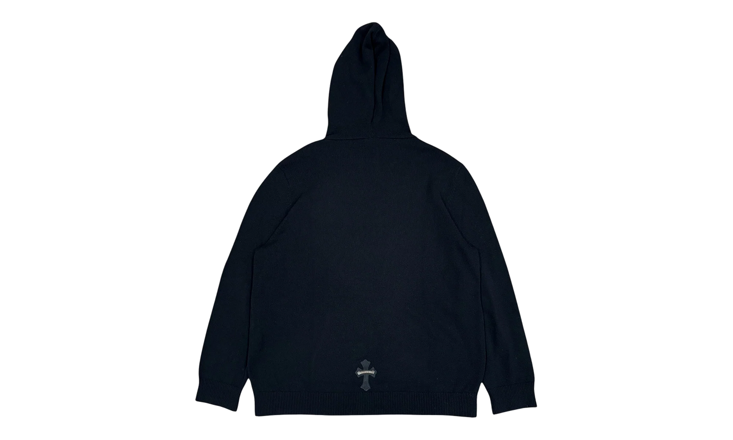 Leather Cross Patch Cashmere Hoodie "Black" CHRM1123