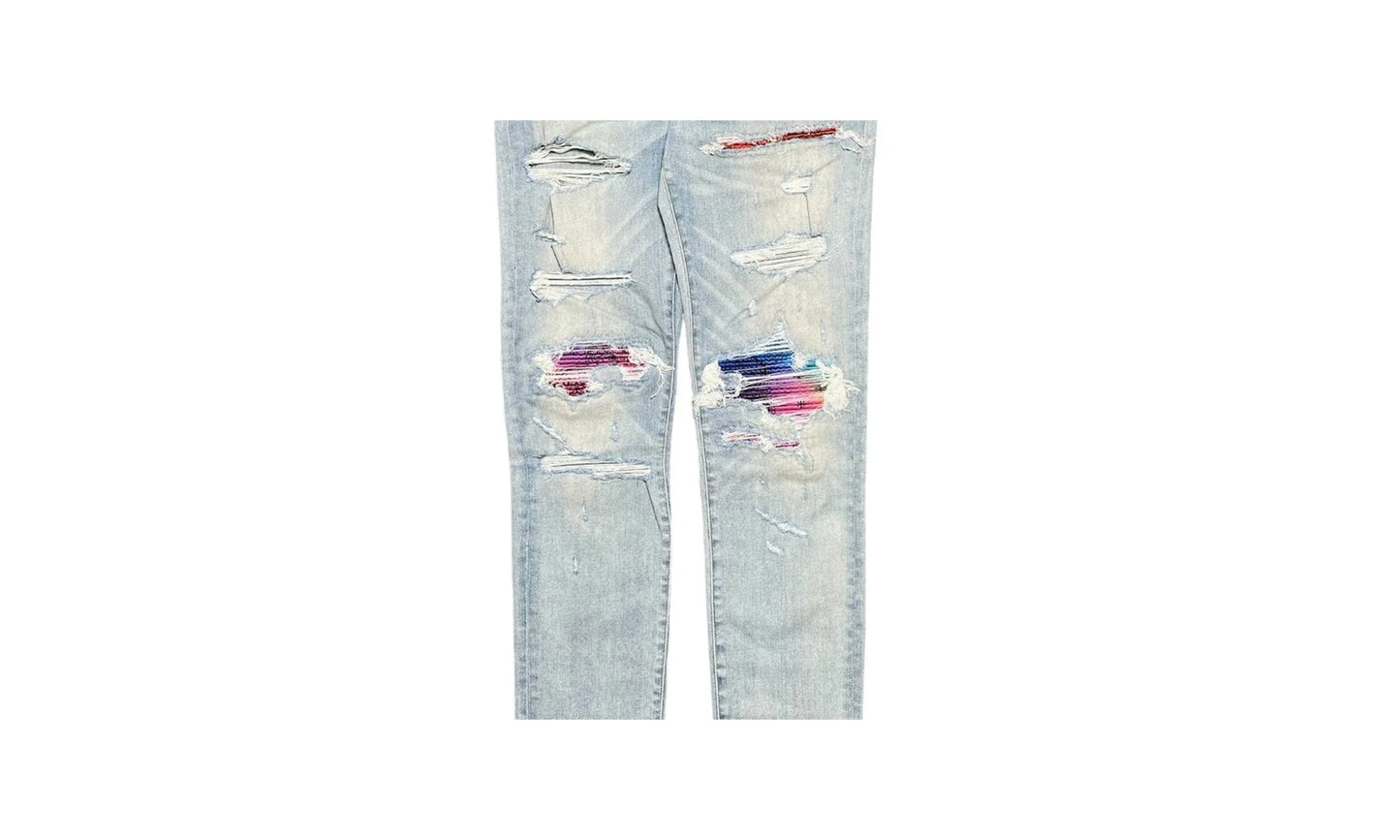 MX1 Bandana Patch Jeans "Light Indigo Rainbow" AMRBLI USED 1 NEW