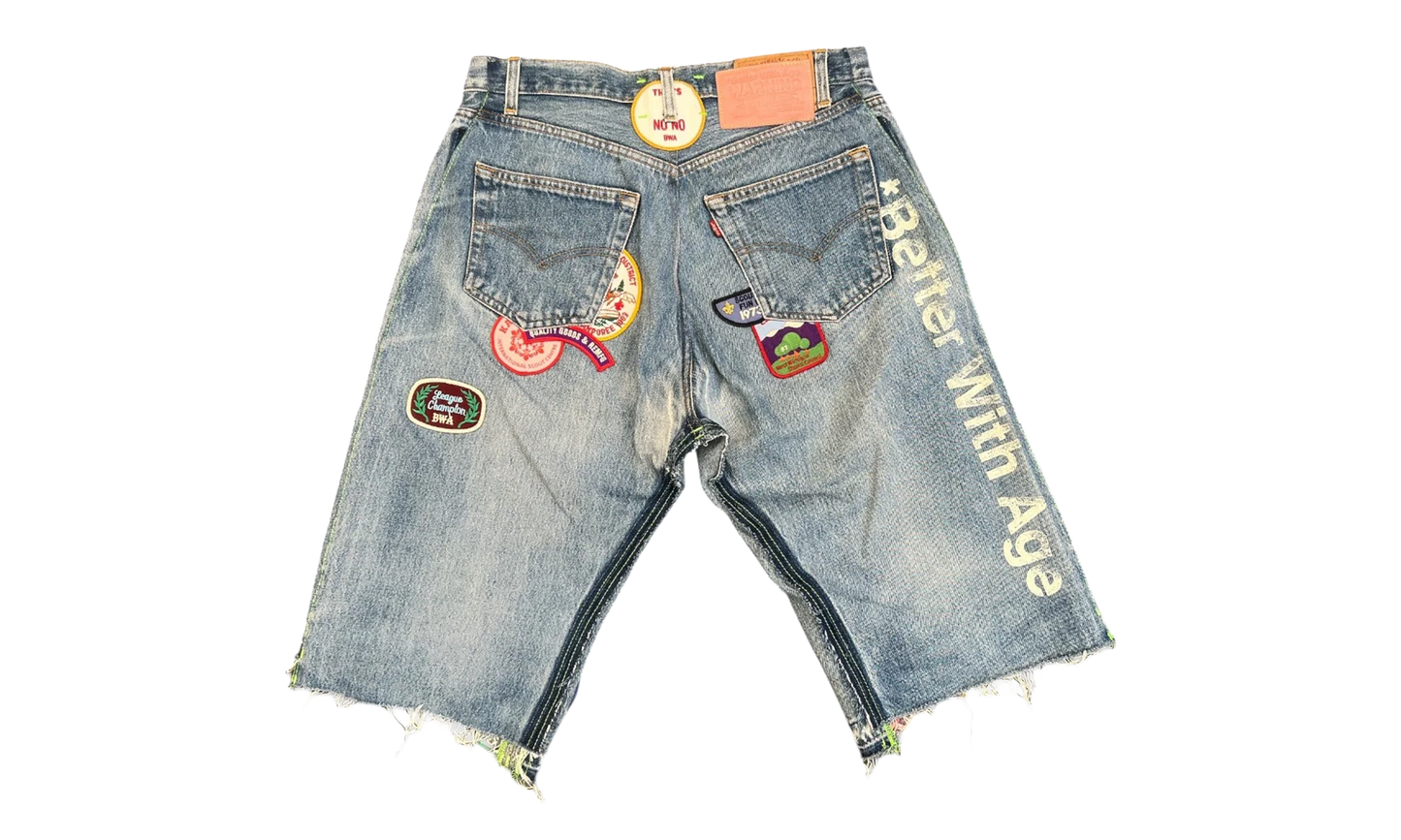 Gentlemen's Triple-Wide Long Denim Shorts "Indigo" BWA94