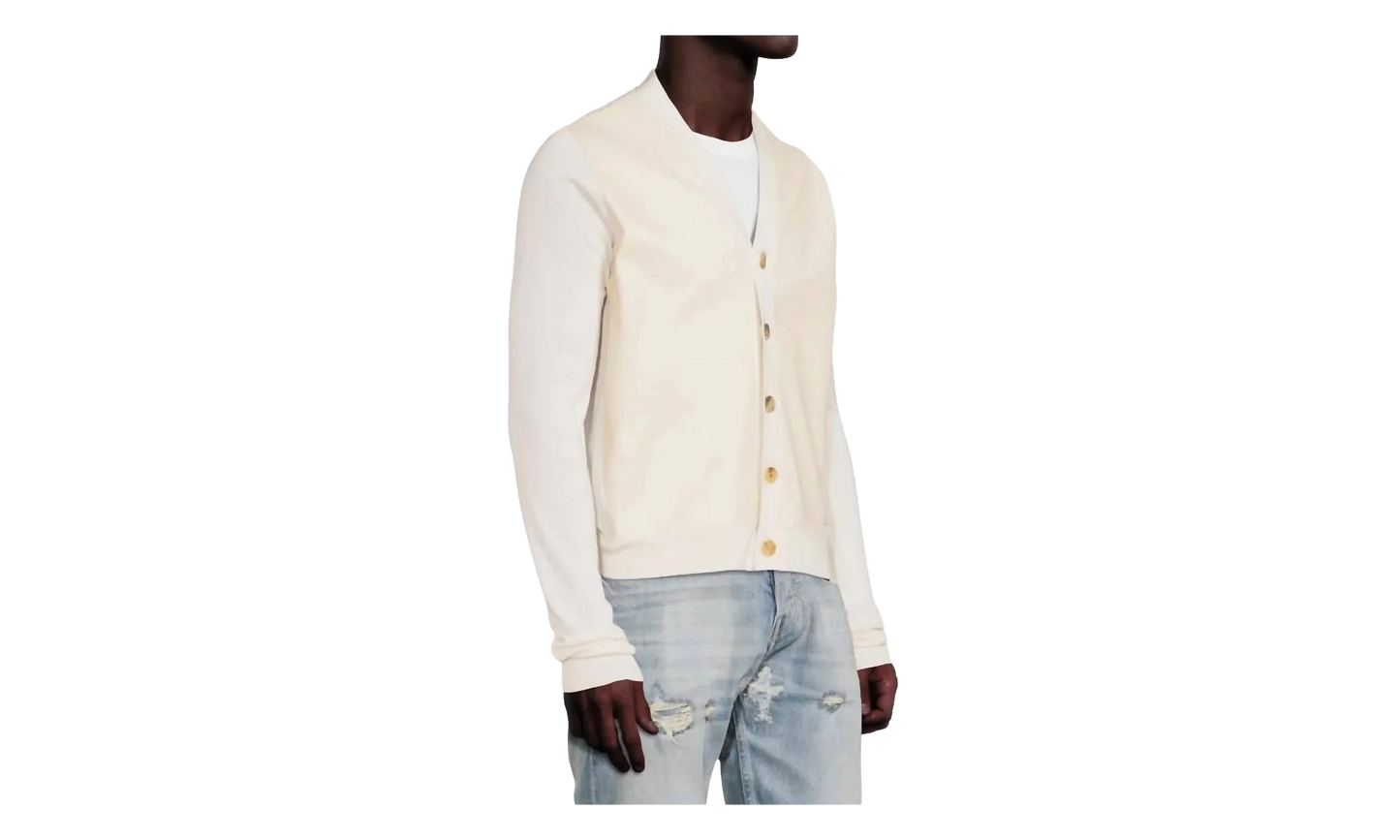 Leather Front Cardigan "Alabaster" MKF007 271