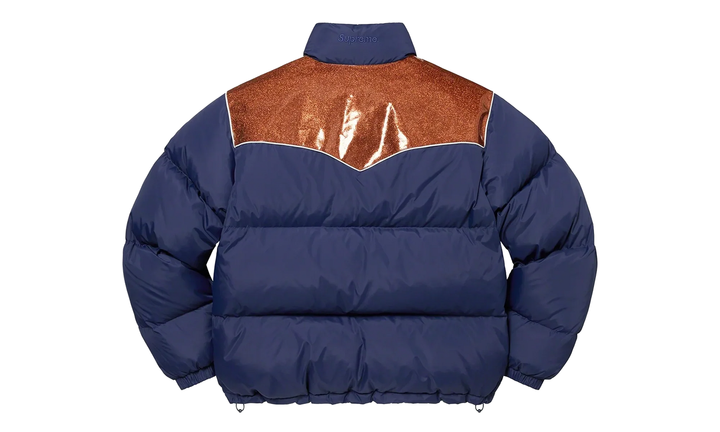 Glitter Yoke Down Puffer Jacket "FW22 - Navy" SU26914