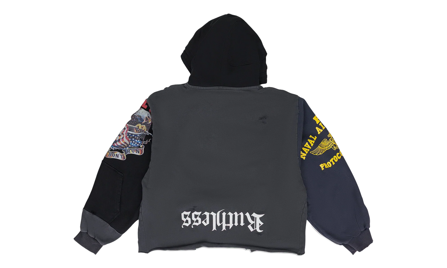 Upside Down Zip Hoodie "Black" PI00004