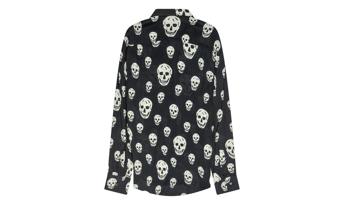 All Over Skulls Button Down Shirt "Black / Ivory" AM004