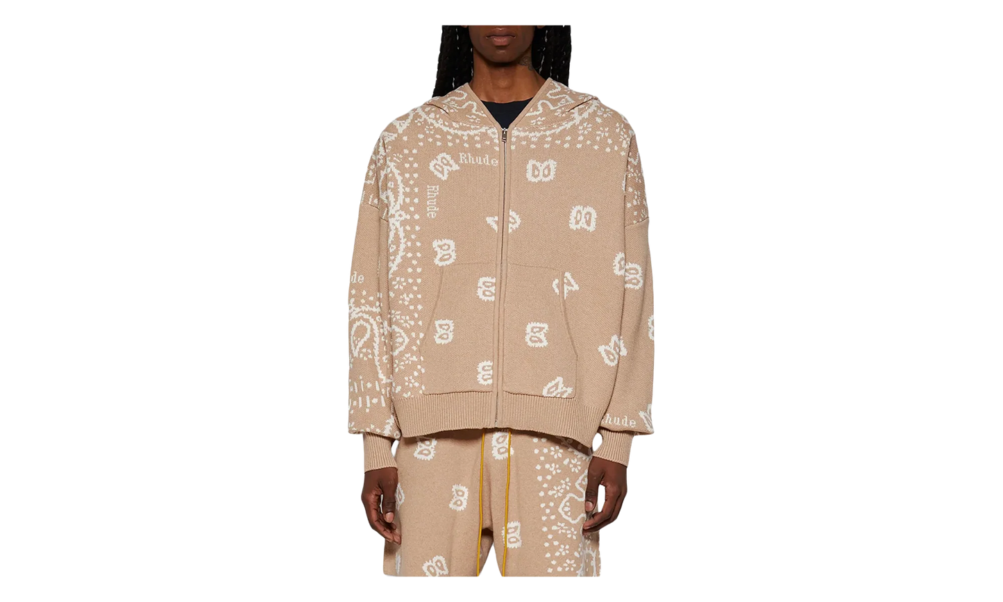 Bandana Knit Zip-Up Hoodie "Tan / Cream" RHPS24SW02973517 TCM