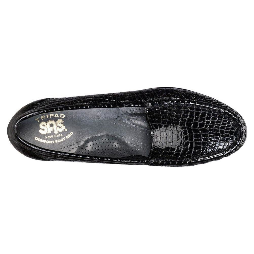 Women's Simplify Slip-On Loafer in Black Croc Wide