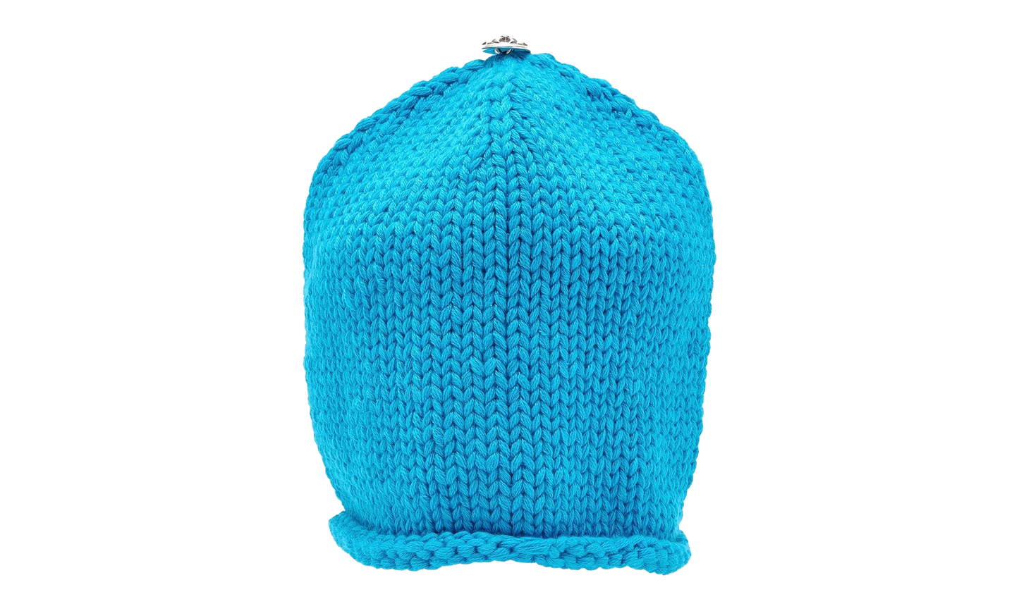 Leather Cross Patch Cashmere Knit Beanie "Blue / Purple" CHRM1132