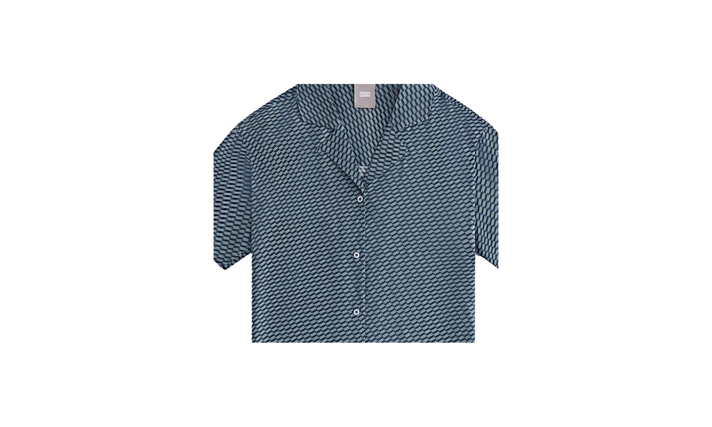 Elena Monogram Silk Camp Shirt WMNS "Navy" khw030292 336