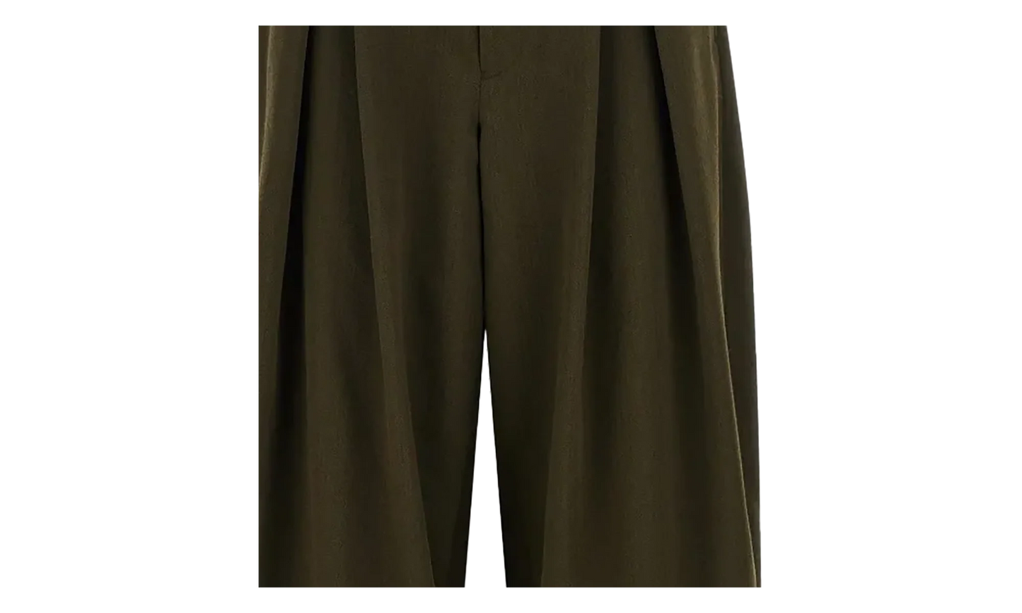 Wool Pleated Trousers "Khaki" PPP031051