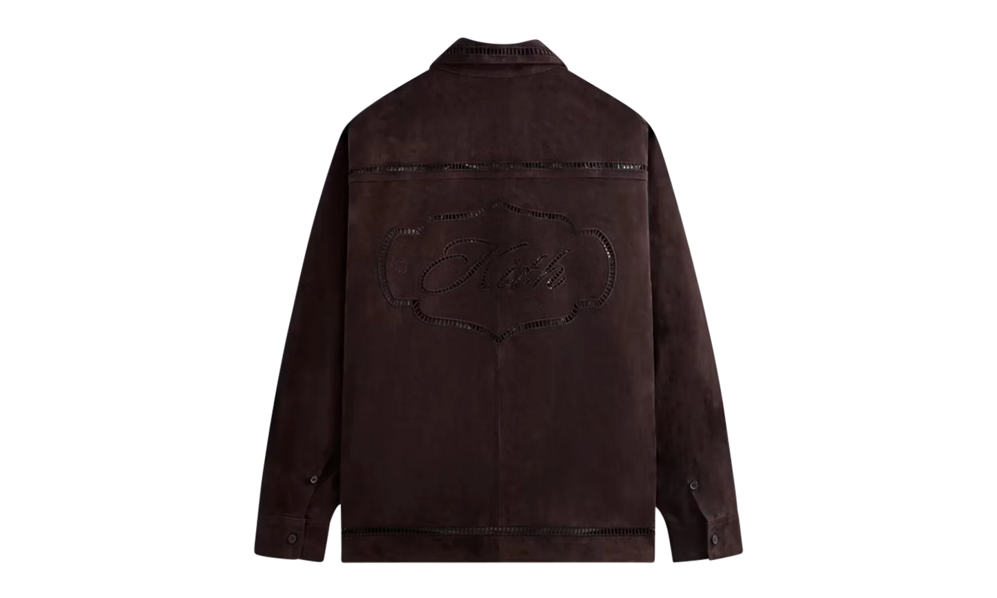 Ladder Stitch Suede Boxy Collared Overshirt "Brown" khm032333 244