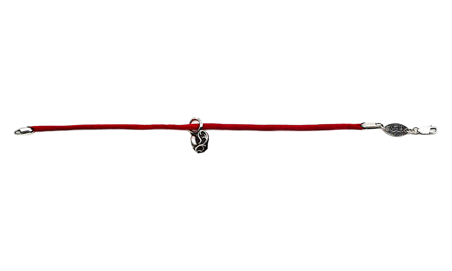 Silver Heart Vine Pendant String Bracelet "Red" CHRM1194