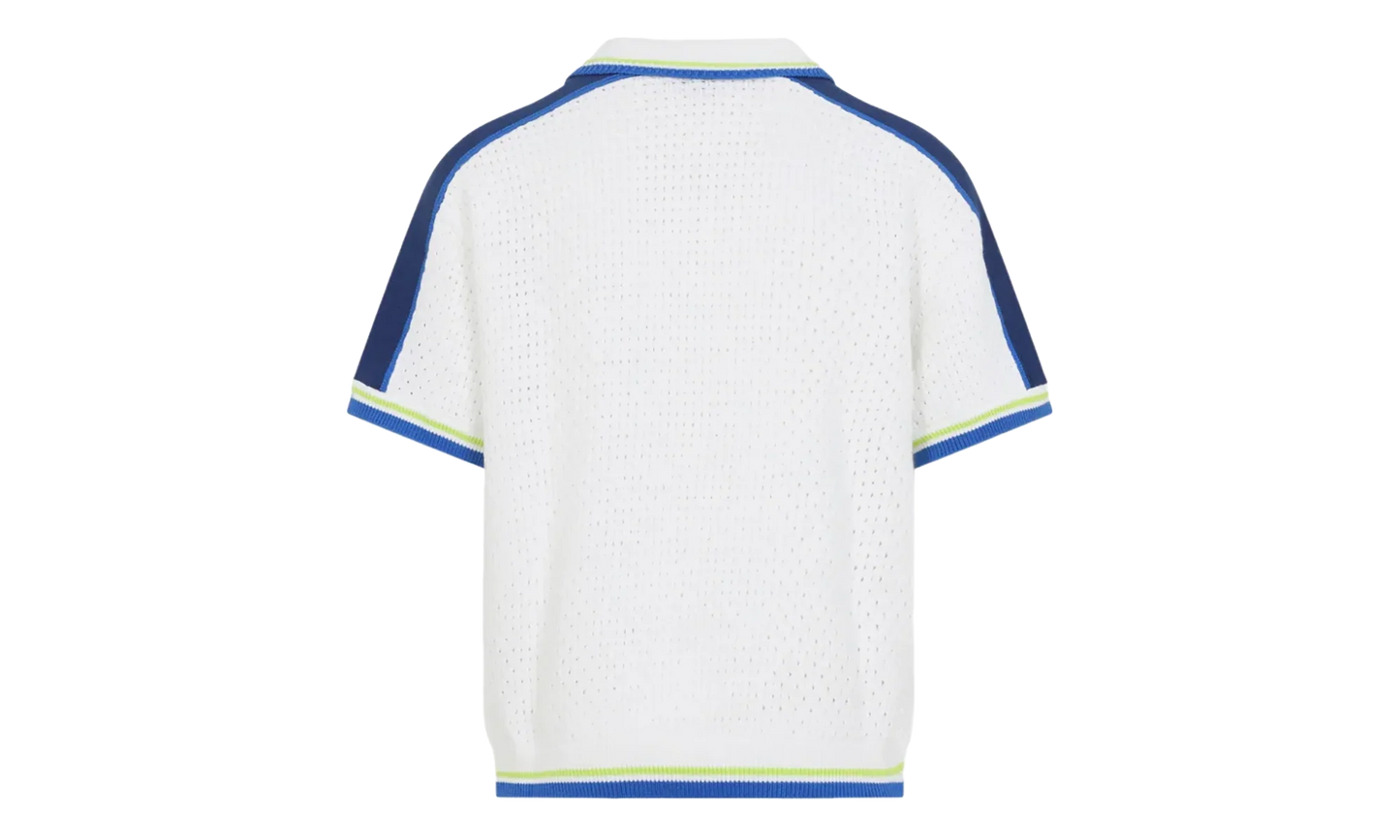 Tennis Cotton Crochet Shirt "White / Blue" MSS26KW131001
