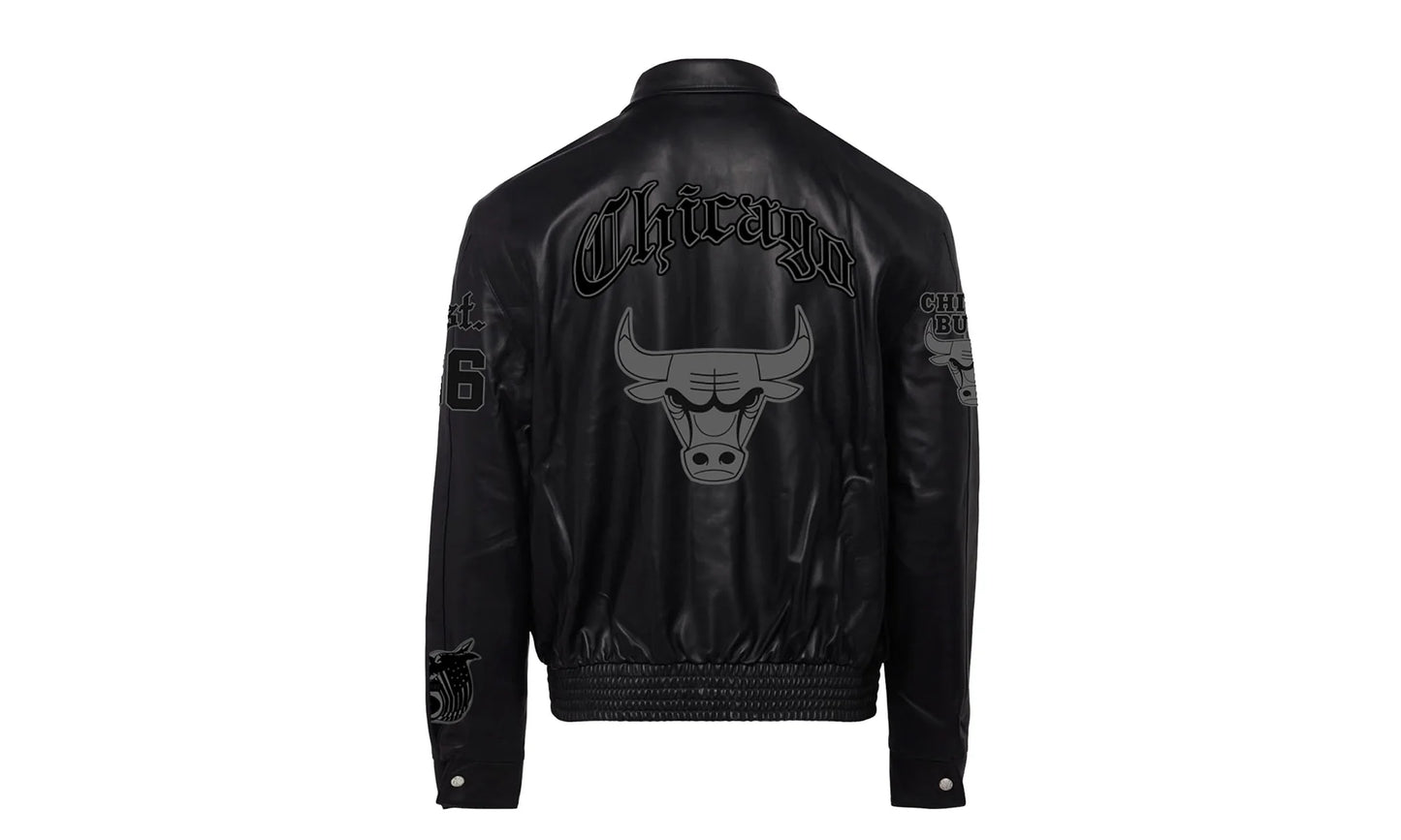 Chicago Bulls Leather Old English Varsity Jacket "Black" NBA CHI BUL 102