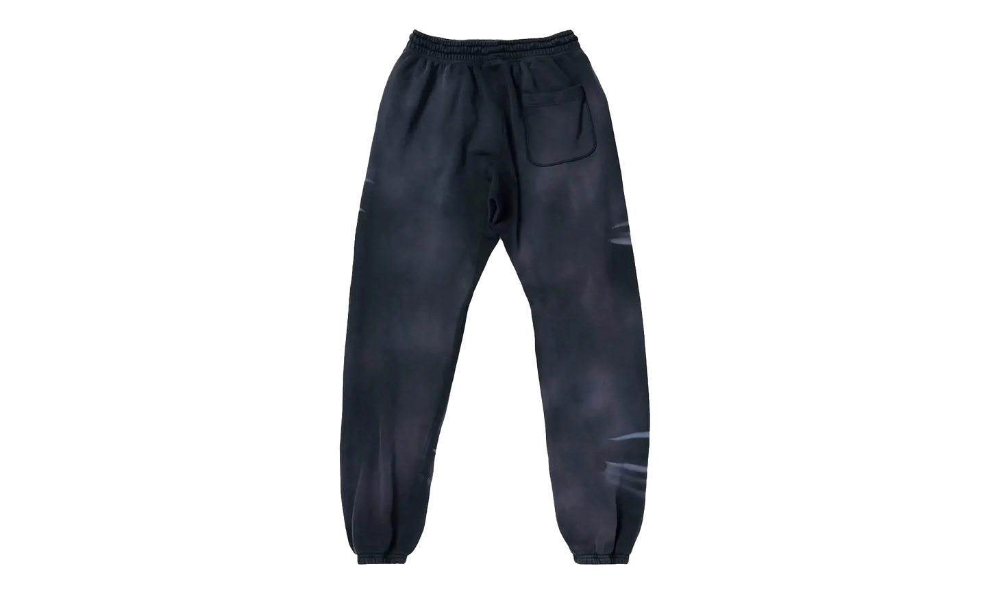 Airbrushed Skull Flare Bottom Sweat Pants "Midnight Dye Black" HSR196