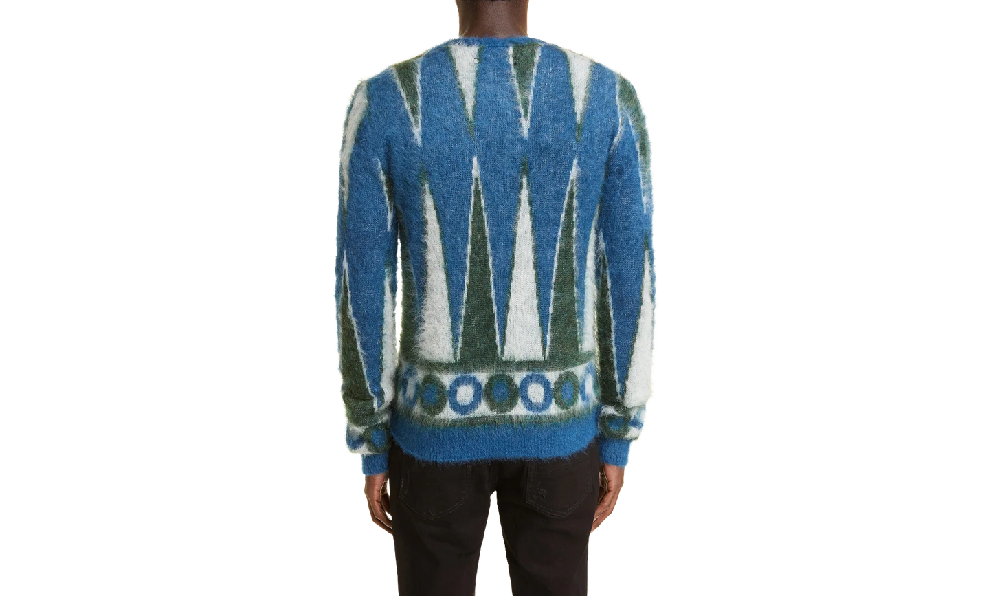 Backgammon Mohair-Blend Cardigan "Green / White" MKC008 344