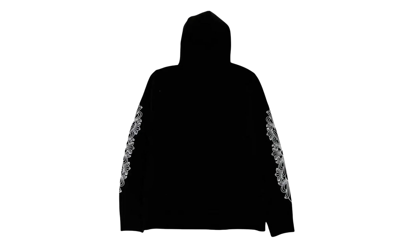 Cashmere Embroidered Floral Sleeve Pullover Hoodie "Black" CHRM1012