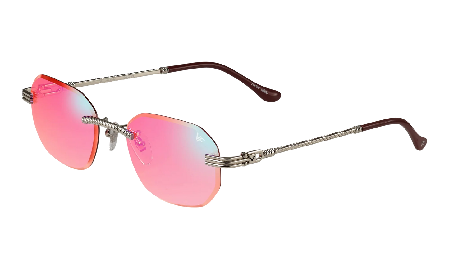 Hustler Rimless Drill Mount 24KT "White Gold / Candy Pink Multiflash" DMHU2 0055 45D2