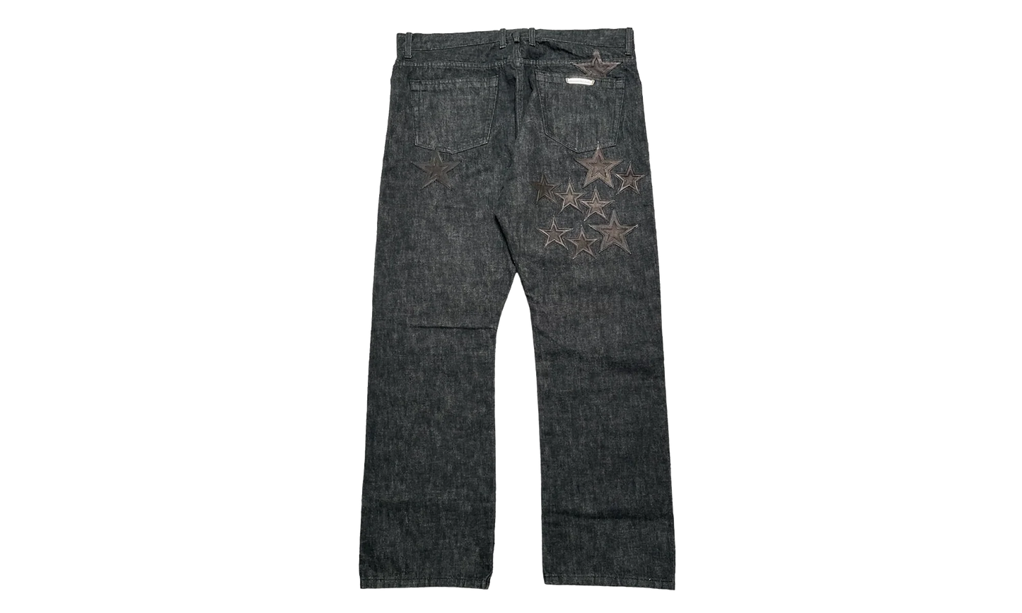 Leather Star Patch Denim Jeans "Washed Raw Denim Black" CHRM1109
